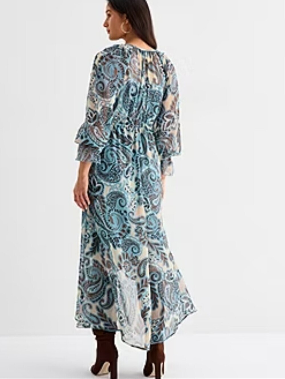 a.n.a Whimsy Paisley Blue Paisley High-Low Maxi Dress - Picture 2 of 3